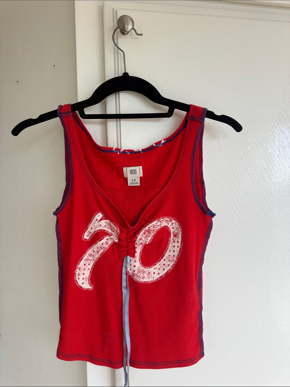 BDG Red Tank Top with Navy Contrast Trim